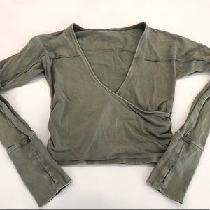 Free People Hot Shot Wrap Long-Sleeve Layer - Green - Size Small